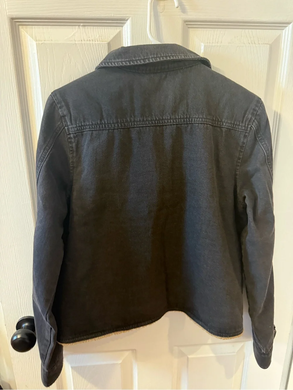 NWT Woolrich Black Denim Jacket with Sherpa Lining - Blue women’s size small